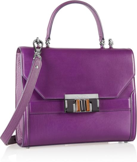 Oscar De La Renta Small Dex Leather Shoulder Bag in Purple | Lyst