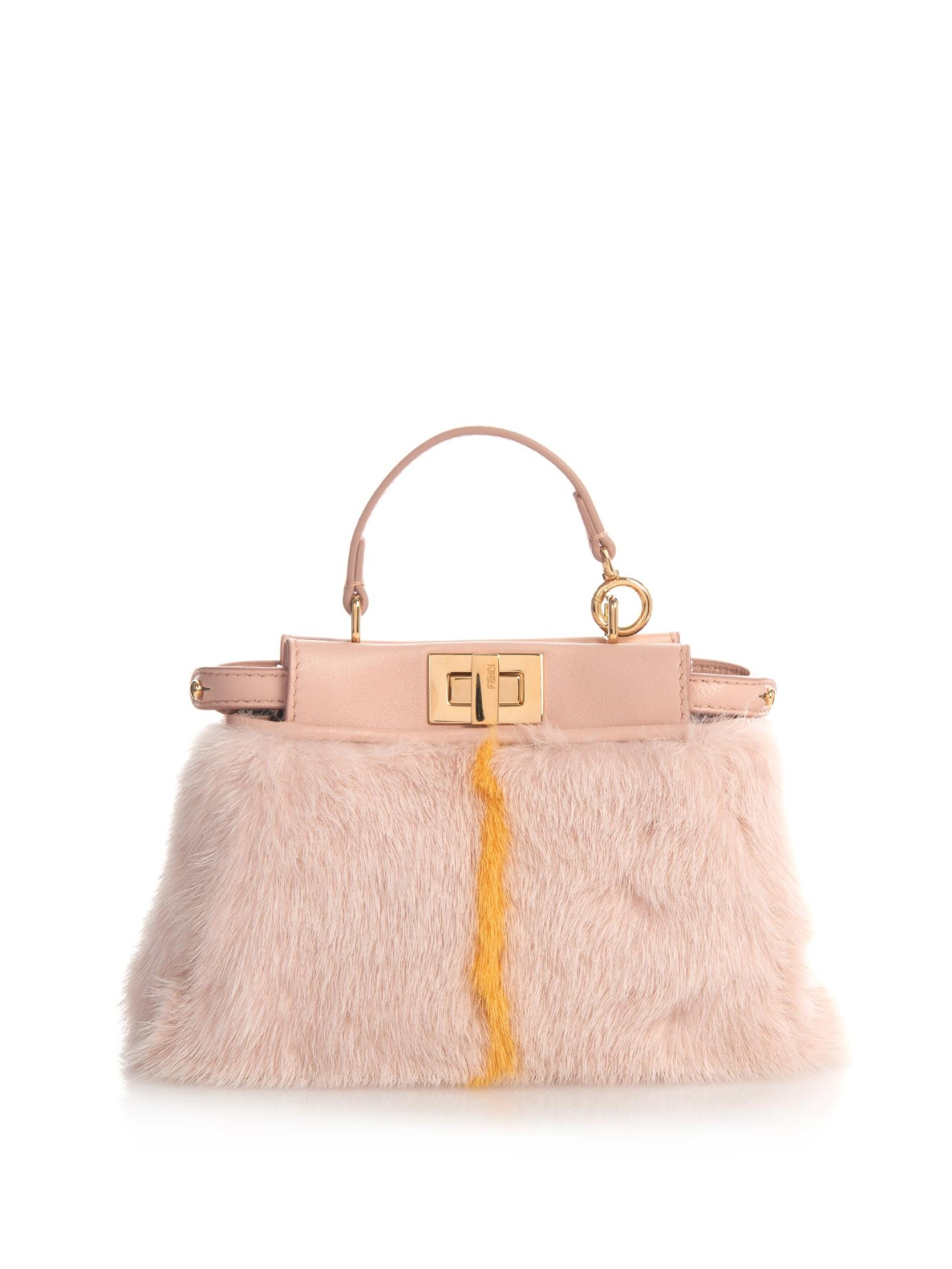 Fendi Micro Peekaboo Mink-Fur Cross-Body Bag in Pink | Lyst