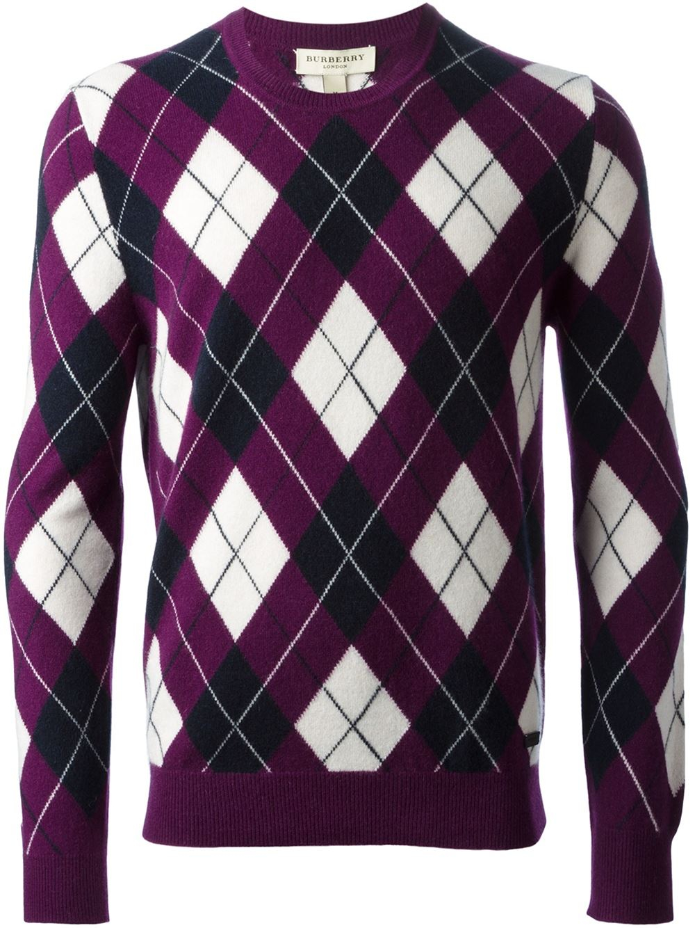 Burberry Argyle Pattern Sweater in Purple for Men | Lyst