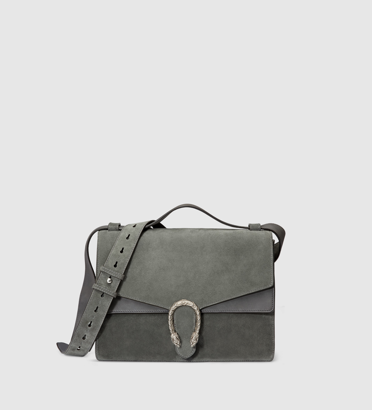 Lyst - Gucci Suede Messenger Bag With Tiger Head in Gray for Men
