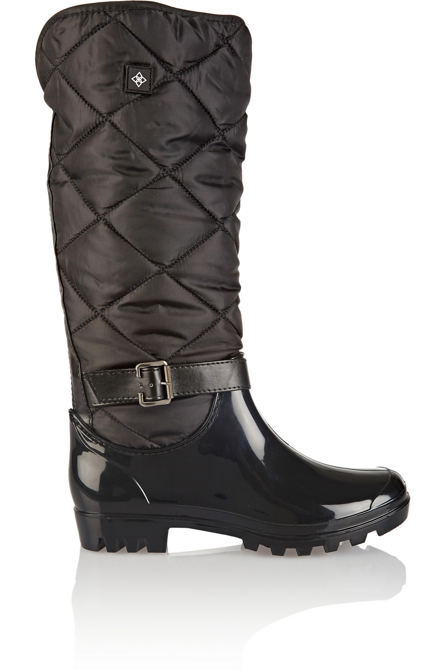 Dav Quilted Shell And Pvc Rain Boots in Black | Lyst
