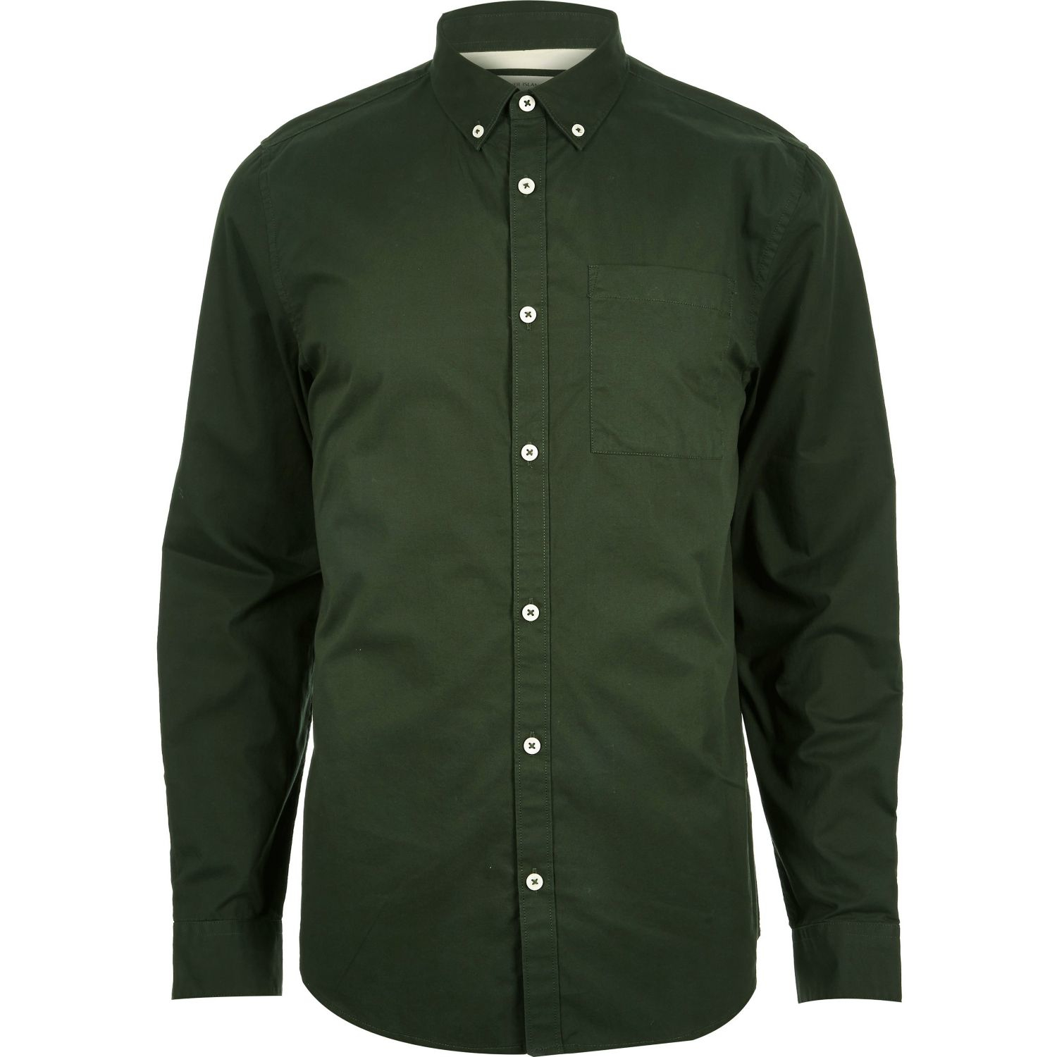 River Island Khaki Green Twill Shirt for Men Lyst