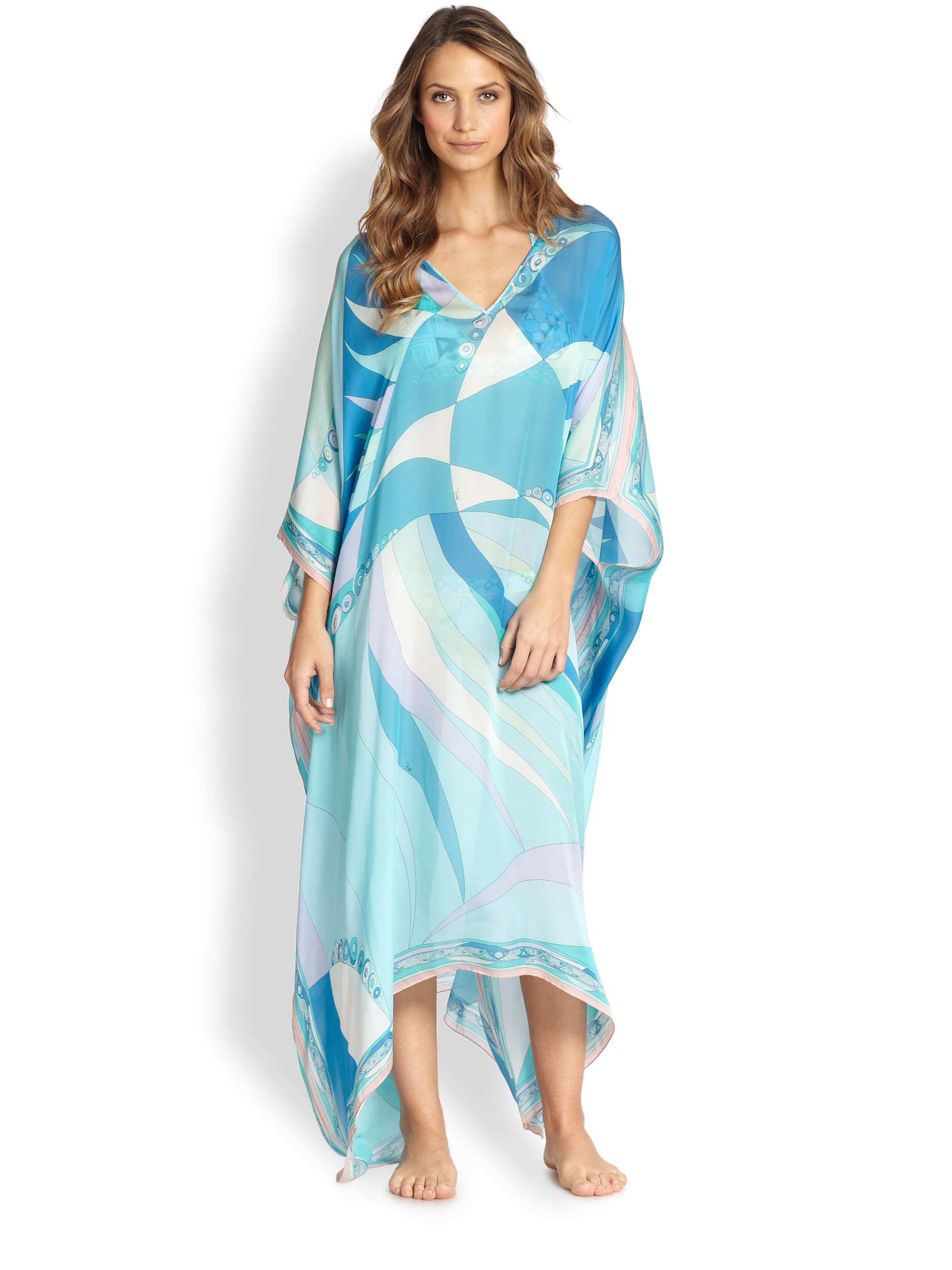 Lyst - Emilio Pucci Long Silk Caftan in Blue