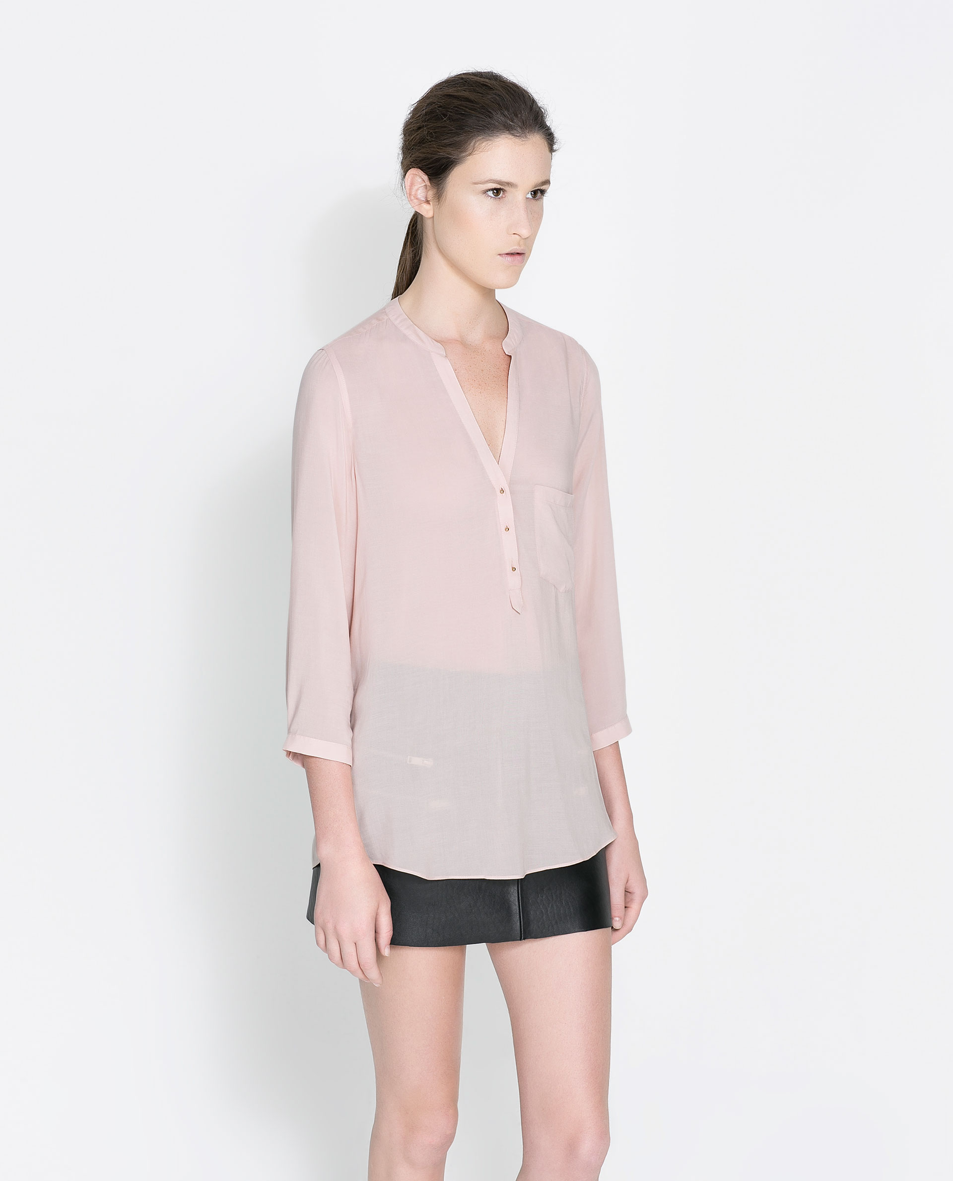 zara pink satin shirt