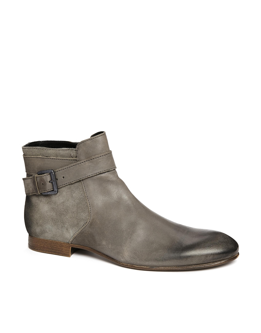mens gray leather chelsea boots