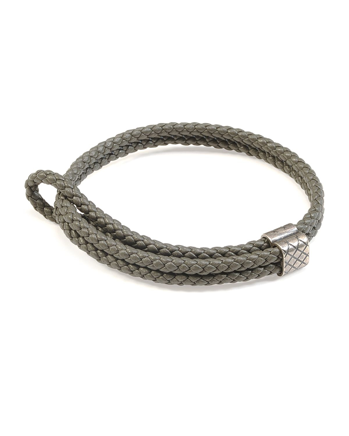 Bottega veneta Men's Woven Leather Bracelet in Gray for Men | Lyst