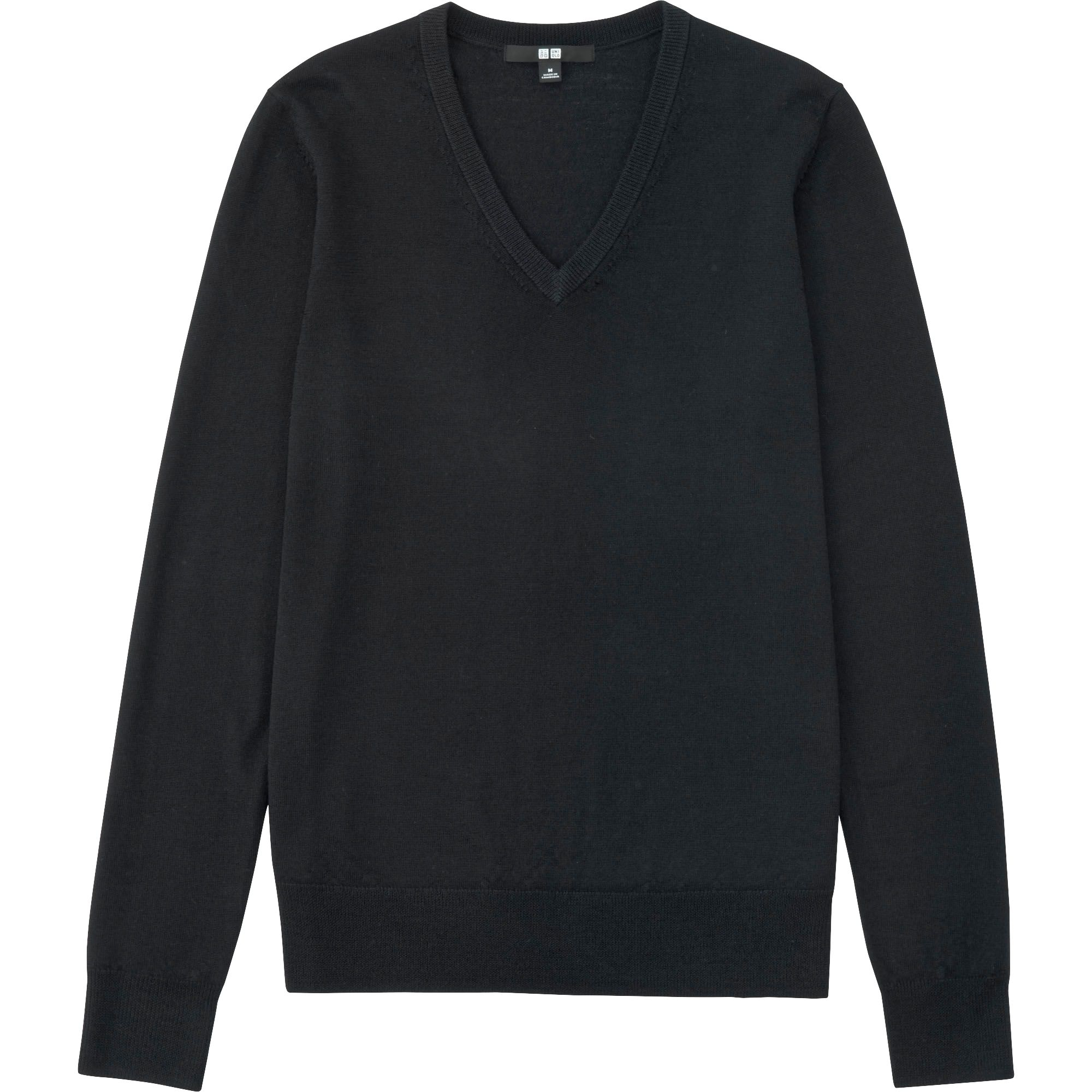 Uniqlo Women Extra Fine Merino V-Neck Sweater in Black | Lyst