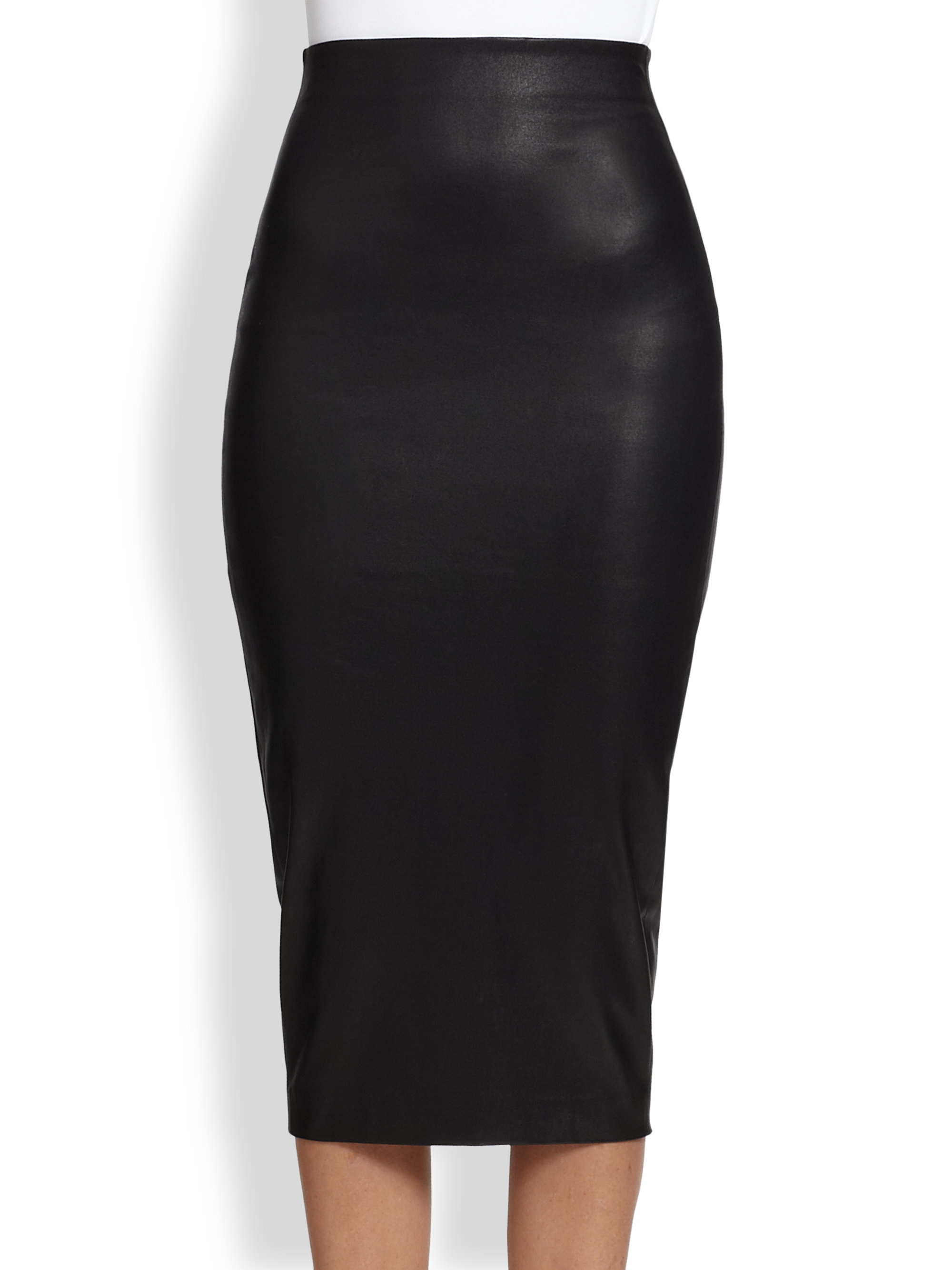 Robert rodriguez Stretch Leather Pencil Skirt in Black | Lyst
