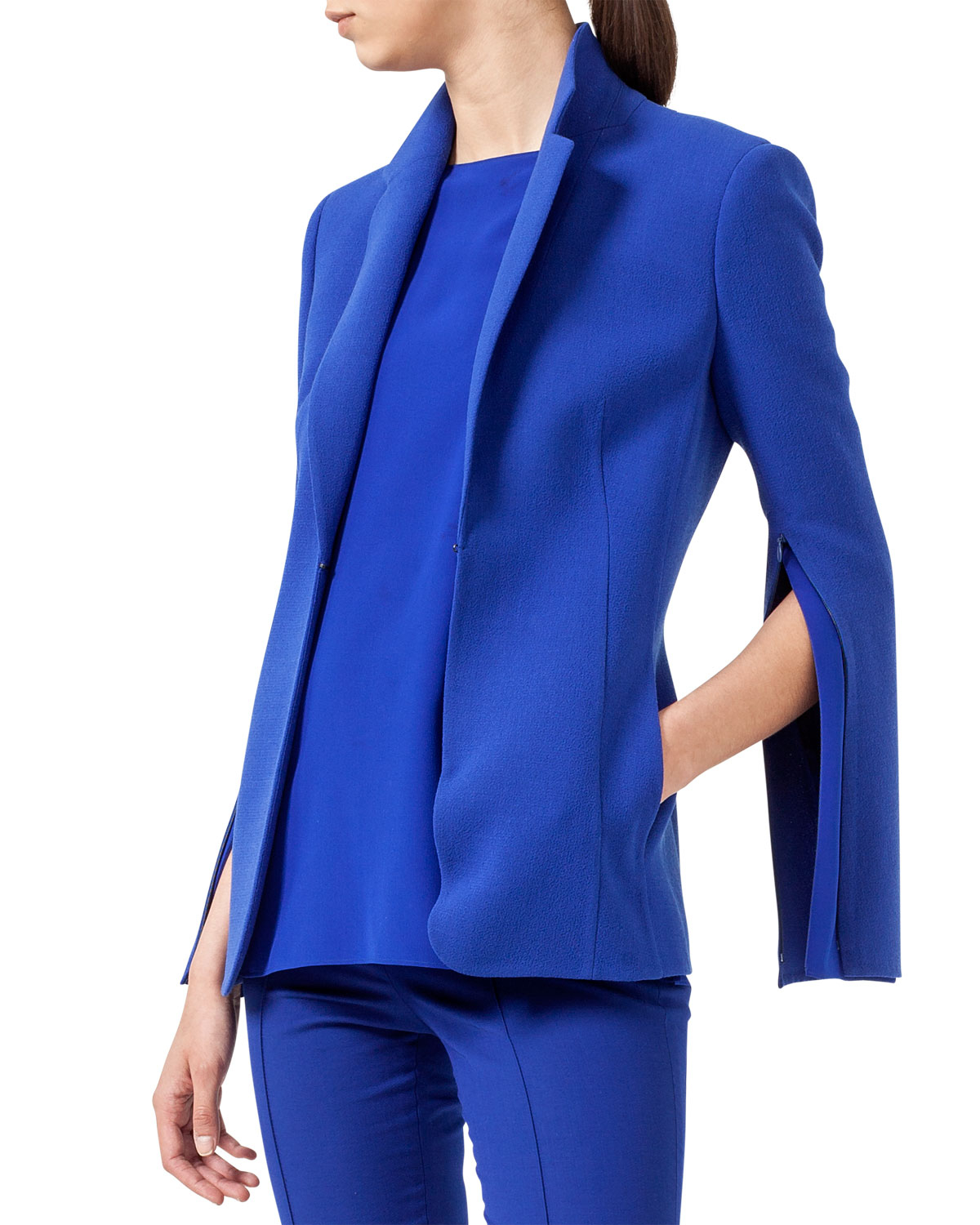 Akris Doublefaced Wool Crepe Jacket In Blue | Lyst