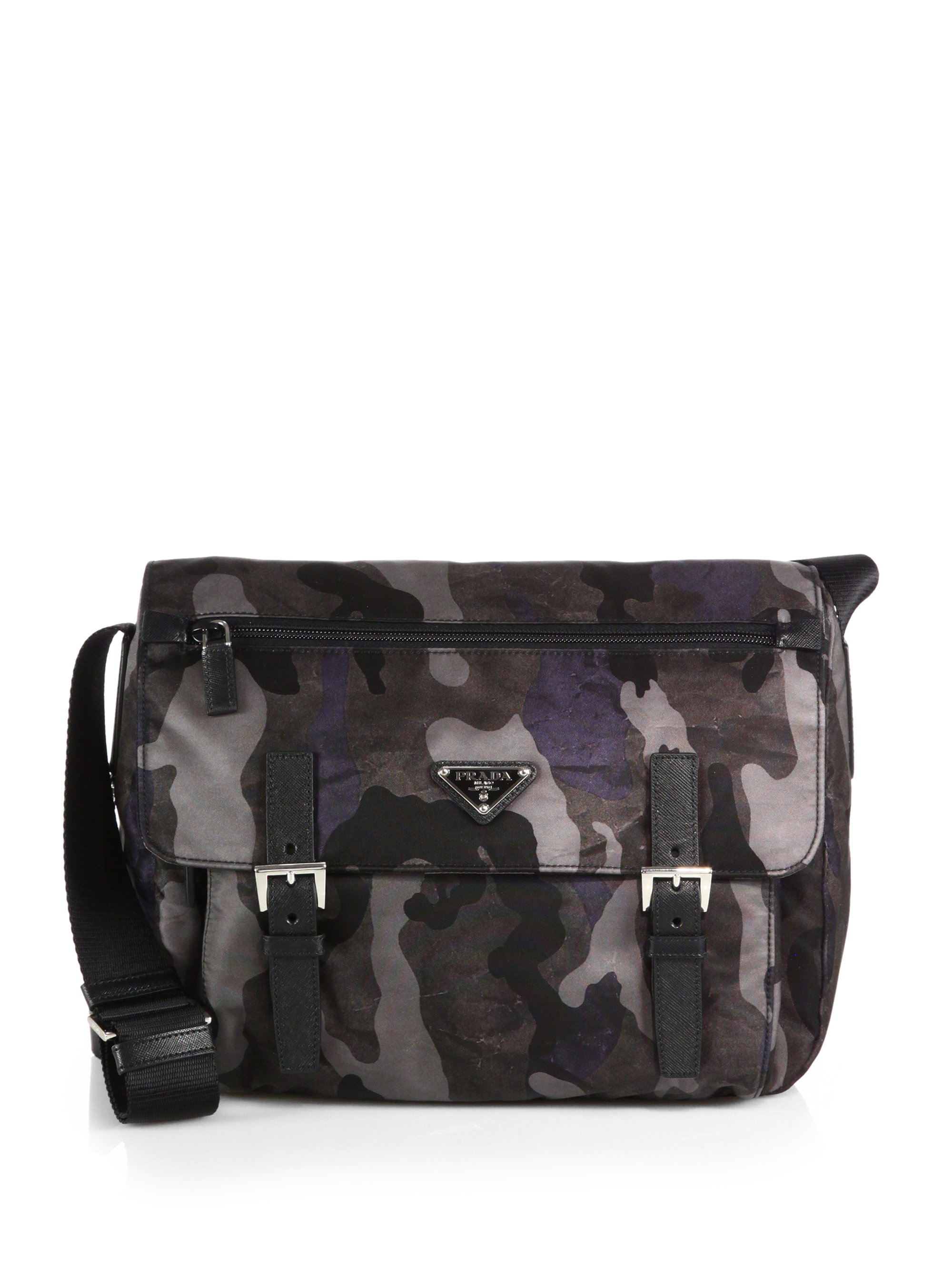 Prada Tessuto Camouflage Messenger Bag in Gray (FUMO-GREY) | Lyst  