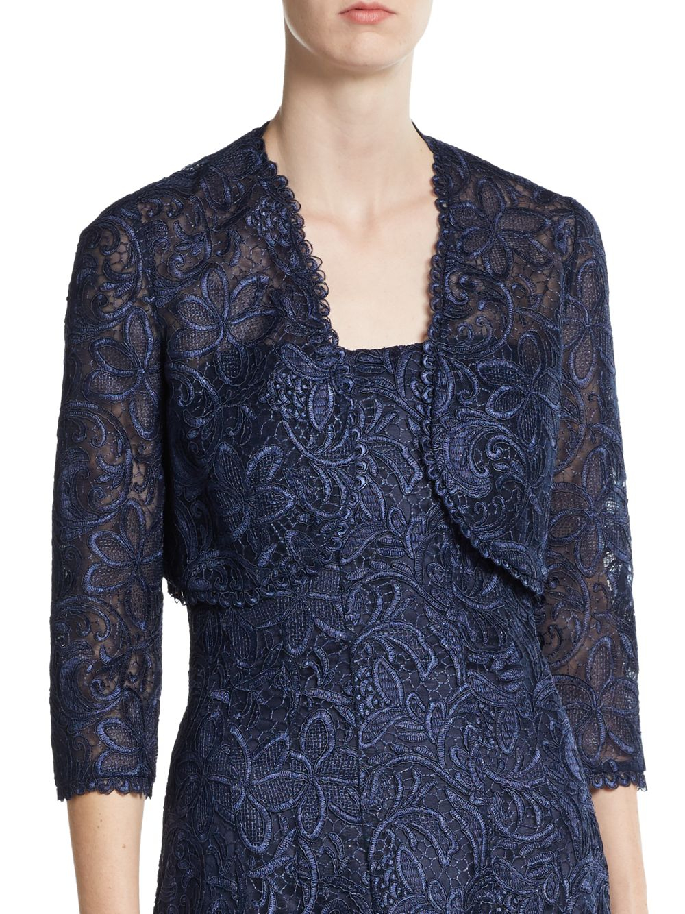 Lyst - Kay Unger Lace Cropped Bolero Jacket in Blue