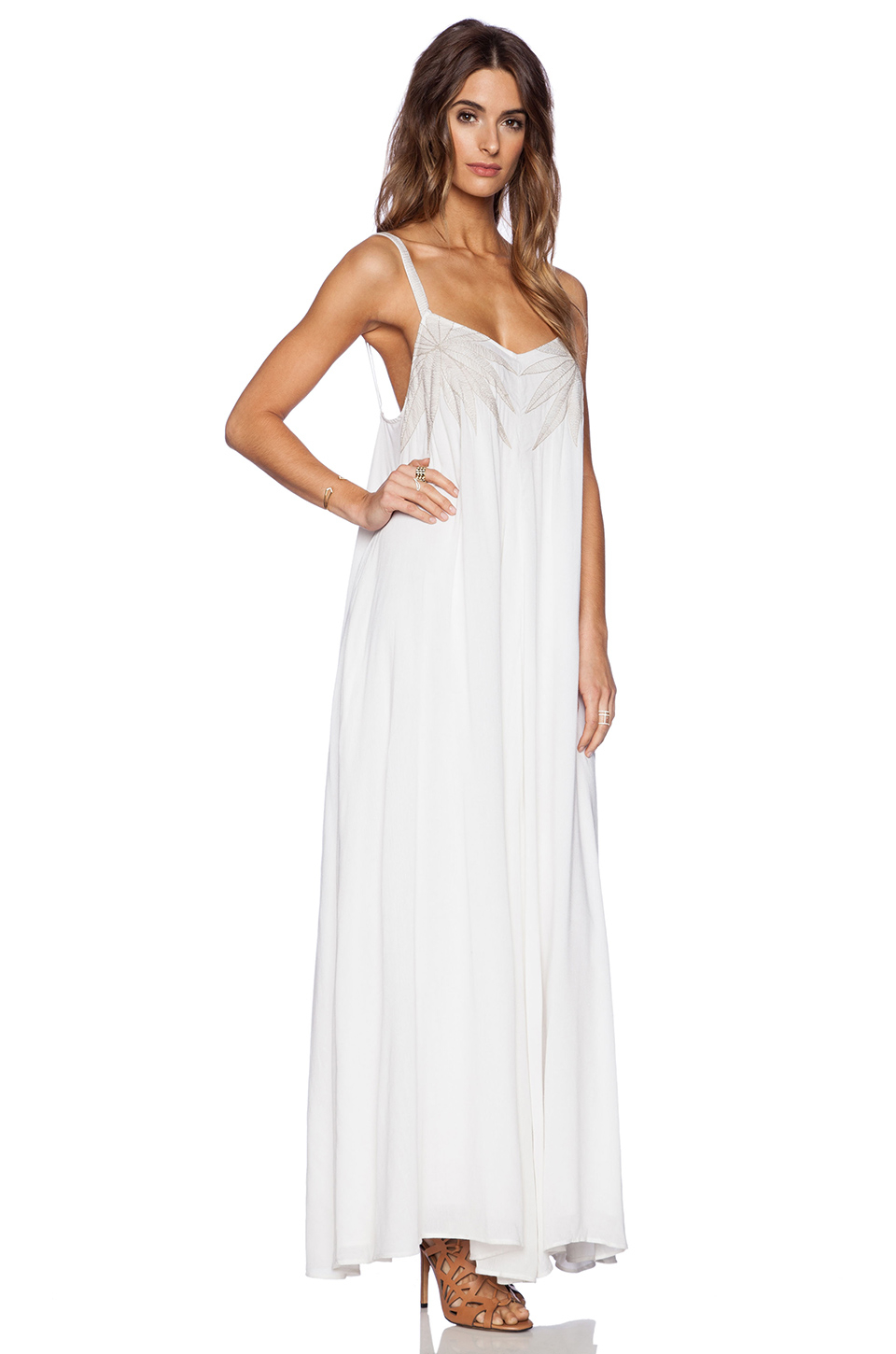 Lyst - Mara Hoffman Embroidered Maxi Dress in White