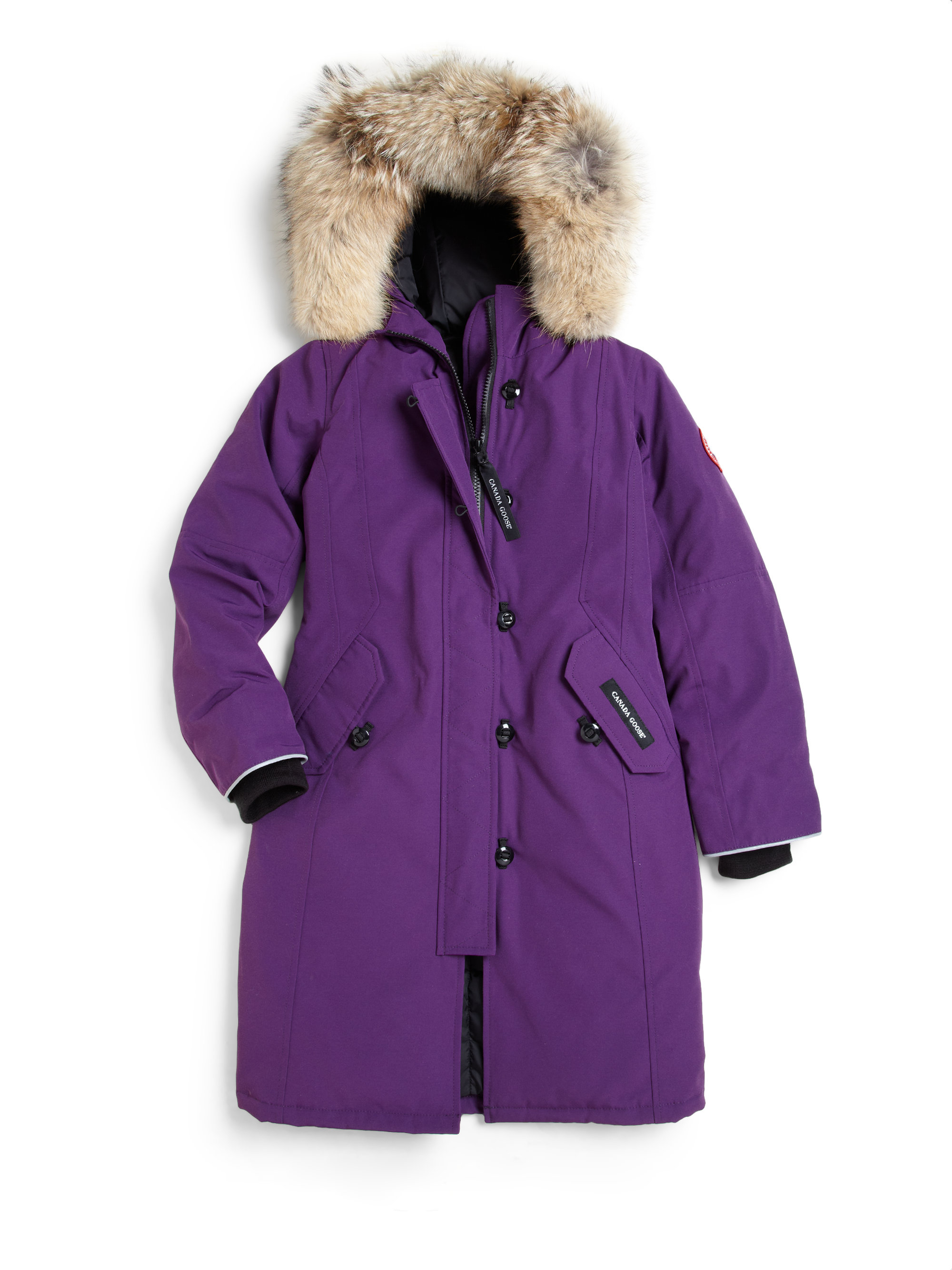 Canada Goose Girls Fur Trimmed Down Filled Long Parka In Purple Lyst 