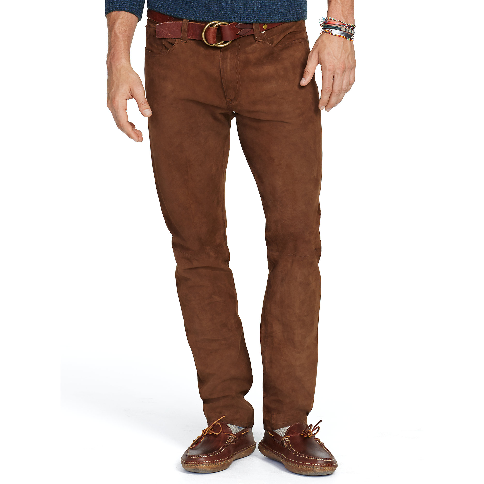 Polo ralph lauren Slim Straight Suede Pant in Brown for Men | Lyst