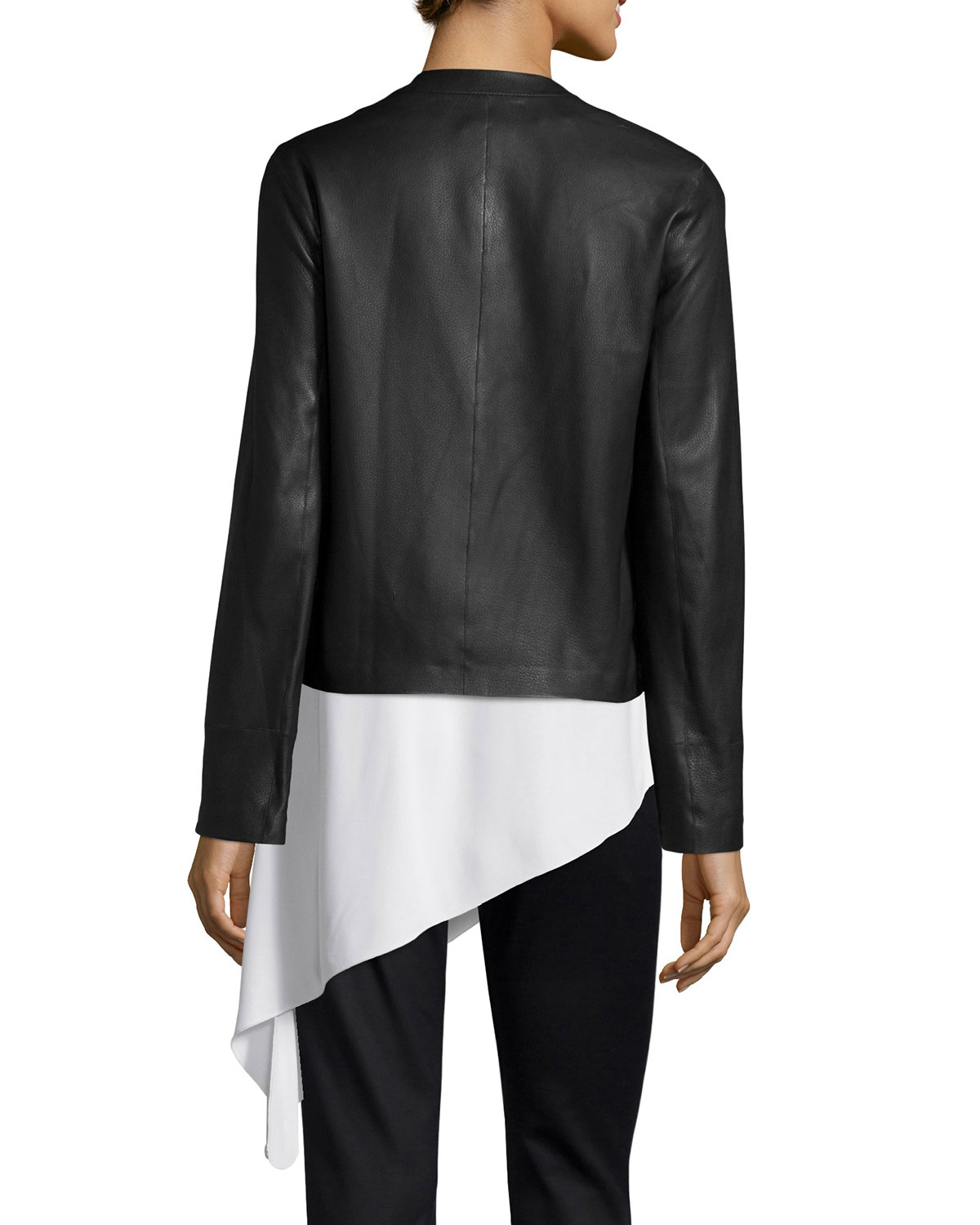 Joseph Alya Cropped Leather Jacket In Black Lyst Gallery