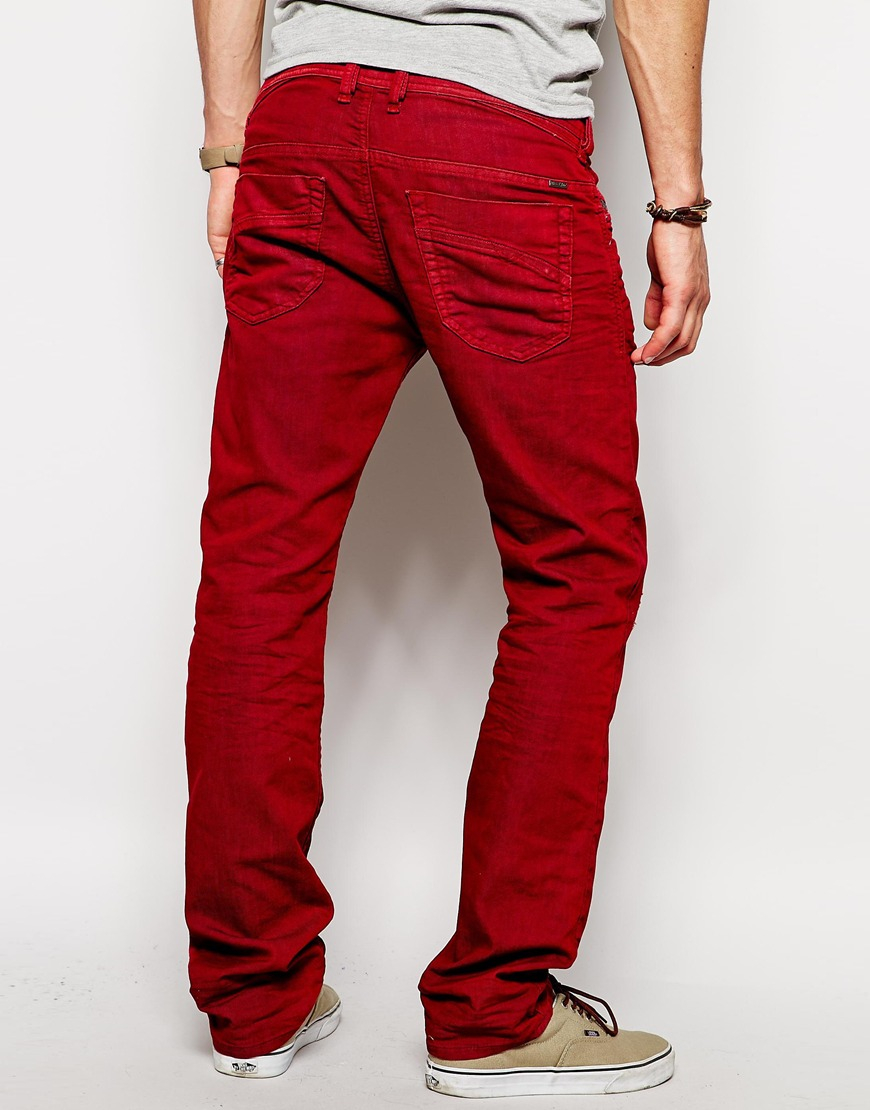 Lyst - Diesel Jeans Iakop 830h Slim Tapered Red Overdye in Red for Men
