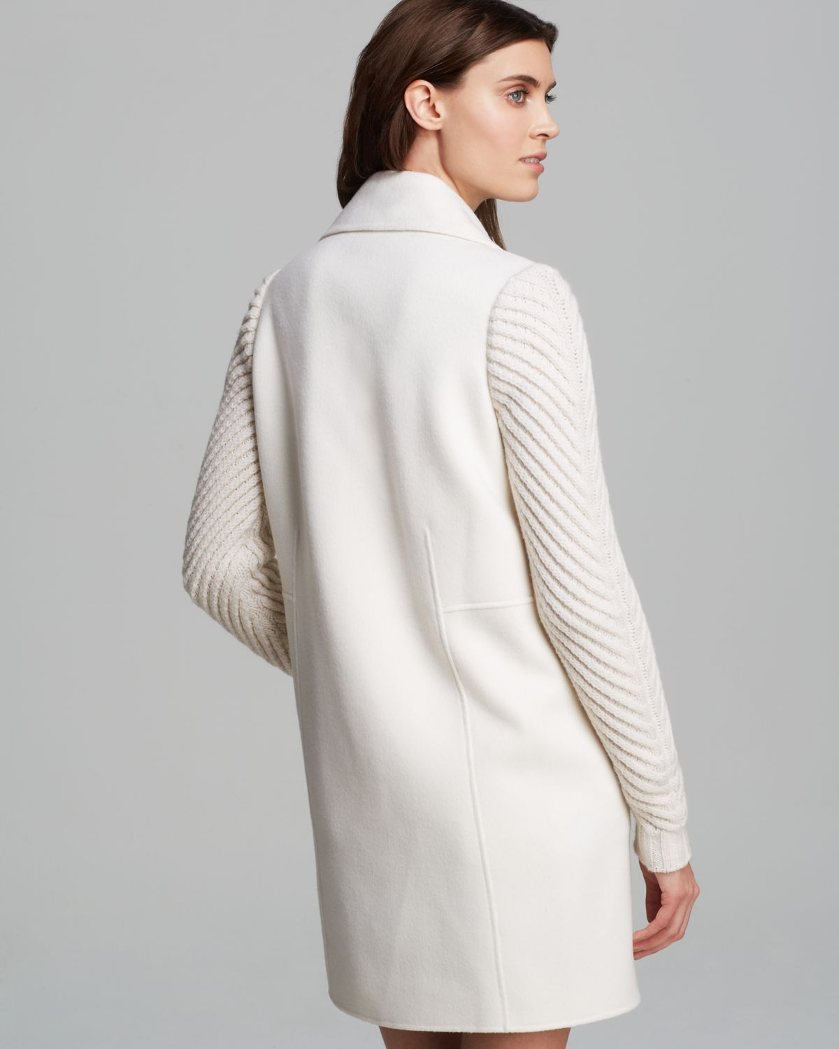 Lyst Vince Coat Double Breasted Knit Sleeve in White