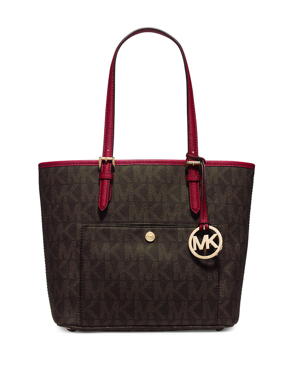 michael kors jet set medium logo pocket tote bag