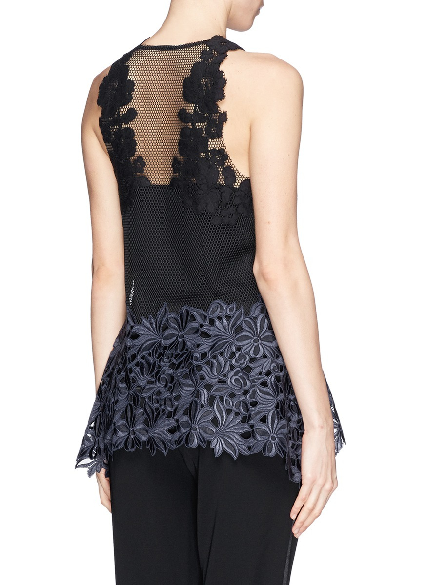 Lyst - 3.1 Phillip Lim Honeycomb Mesh Guipure Lace Top in Black