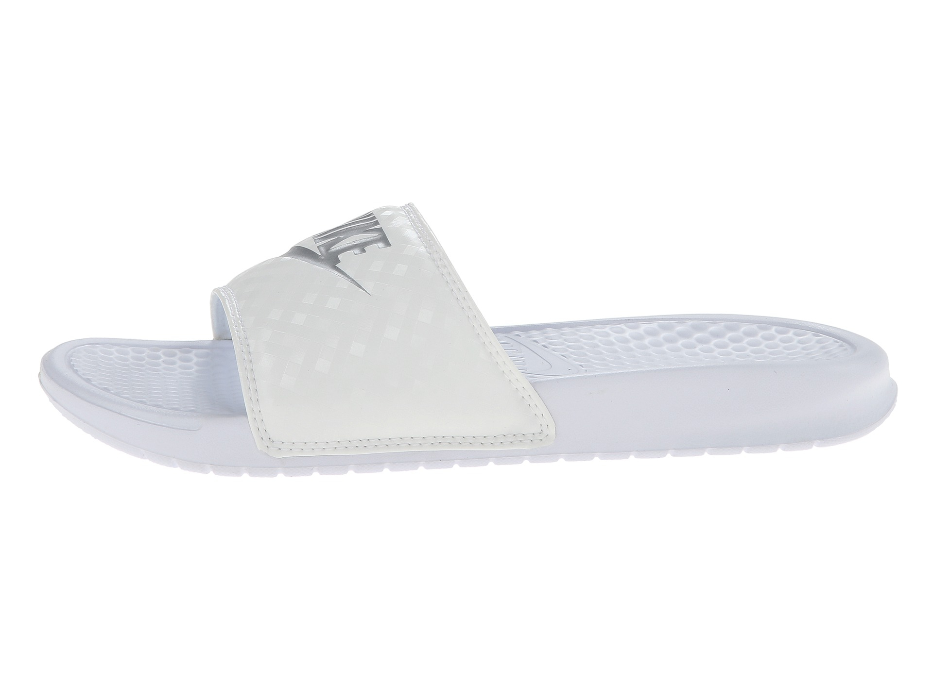 Nike Benassi Jdi Slide in White (White-Metallic Silver) | Lyst