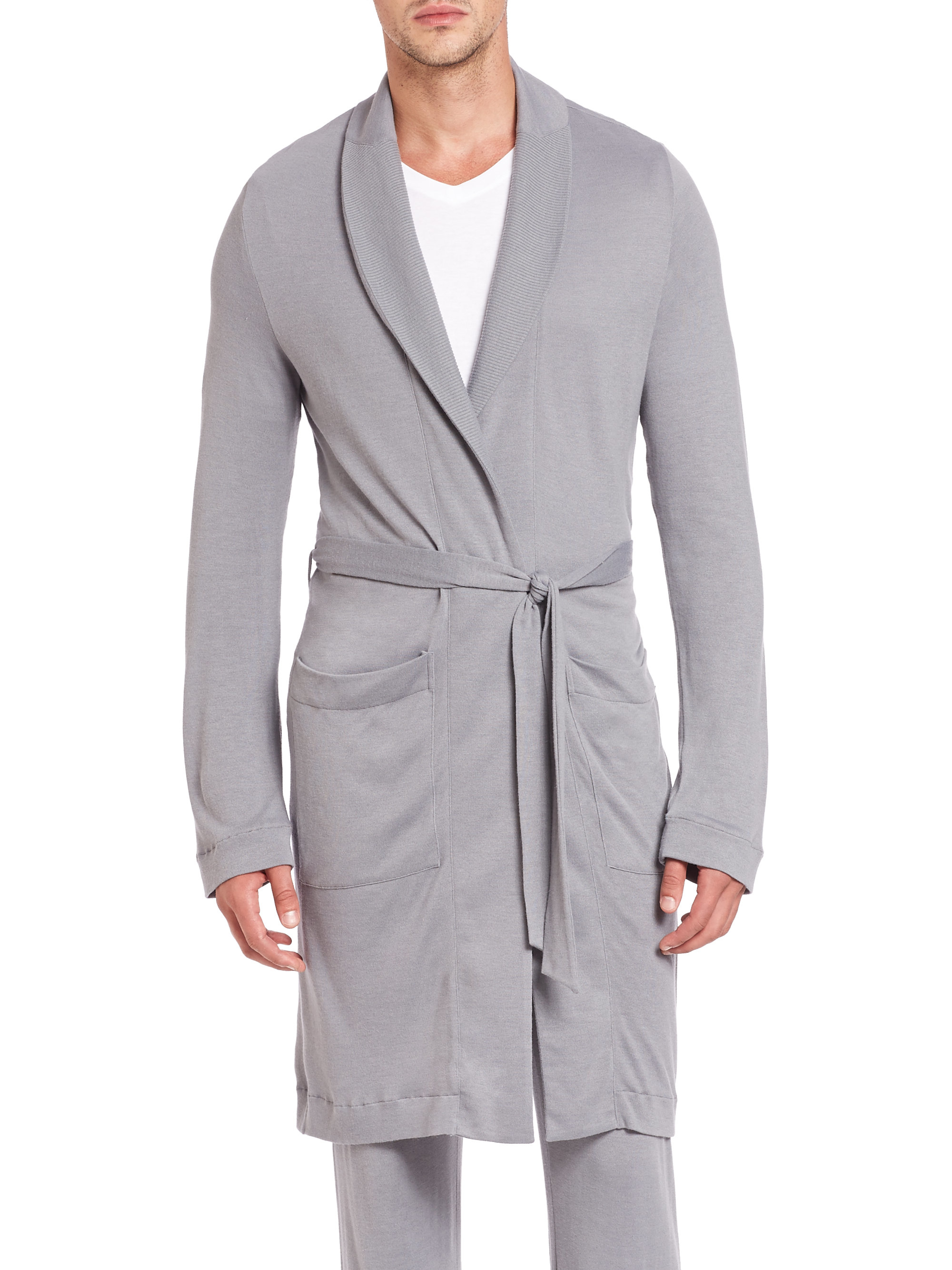 Lyst - Hanro Knit Robe in Gray for Men