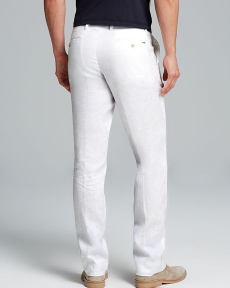 Michael Kors Linen Modern Fit Pants in White for Men | Lyst