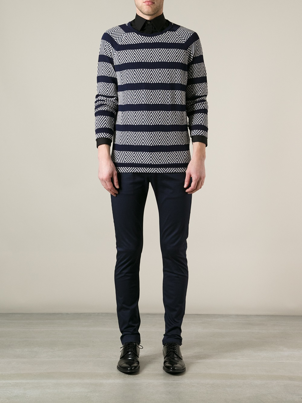Lyst - Giorgio Armani Jacquard Striped Sweater in Blue for Men