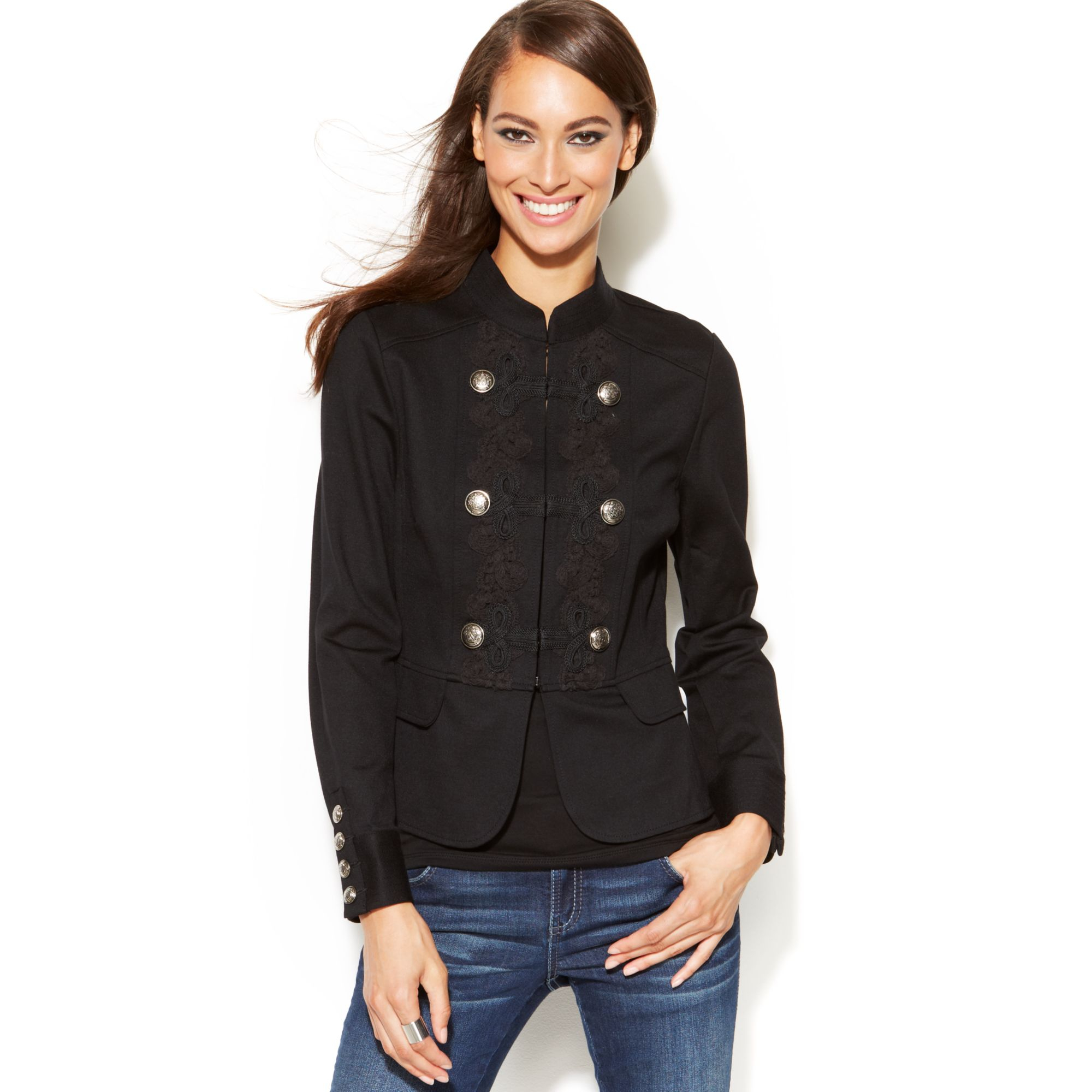Inc international concepts Petite Embroidered Military Peplum Jacket in ...