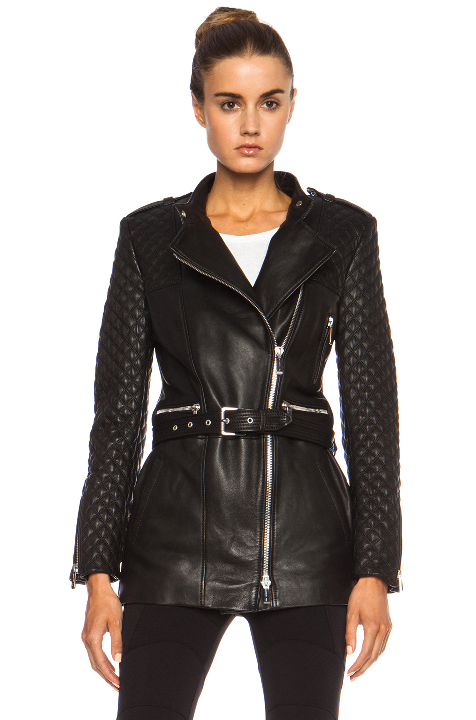 Barbara Bui Long Leather Jacket In Black Lyst Gallery