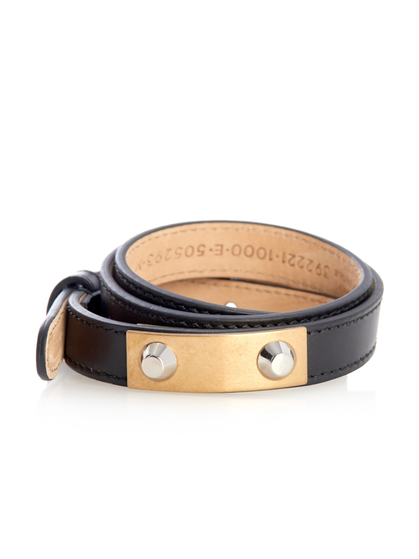 Lyst Balenciaga Stud Wraparound Leather Bracelet In Black Gallery