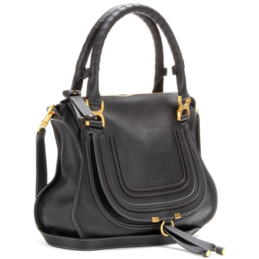 Chloé Marcie Medium Leather Shoulder Bag in Black (black made in italy ...