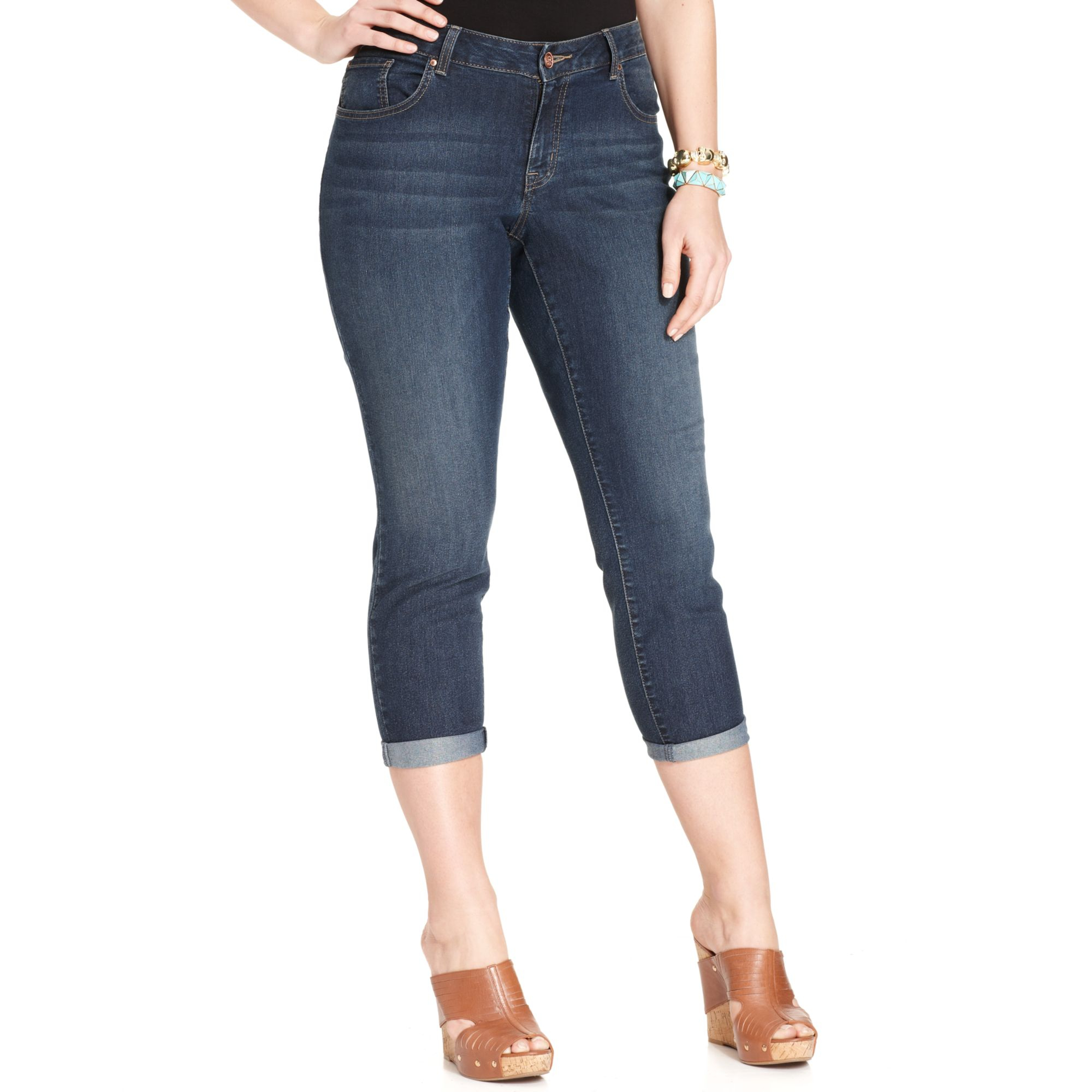 Jessica Simpson Plus Size Forever Cropped Jeans in Blue (Parit/Mayle ...