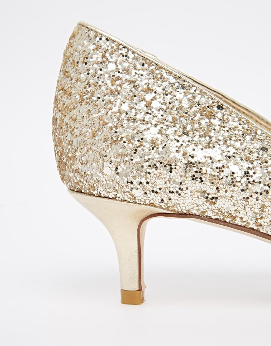 dune gold glitter heels