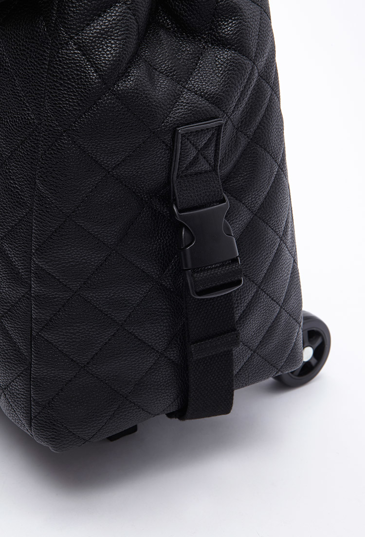 Lyst - Forever 21 Quilted Faux Leather Roller Bag in Black