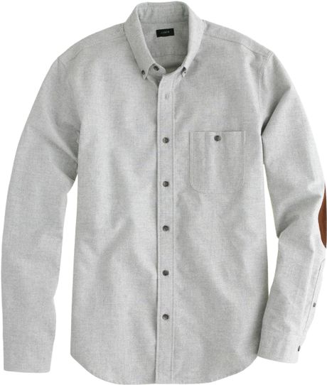 J.crew Heathered Chamois Elbow-patch Shirt in Gray for Men (hthr ...