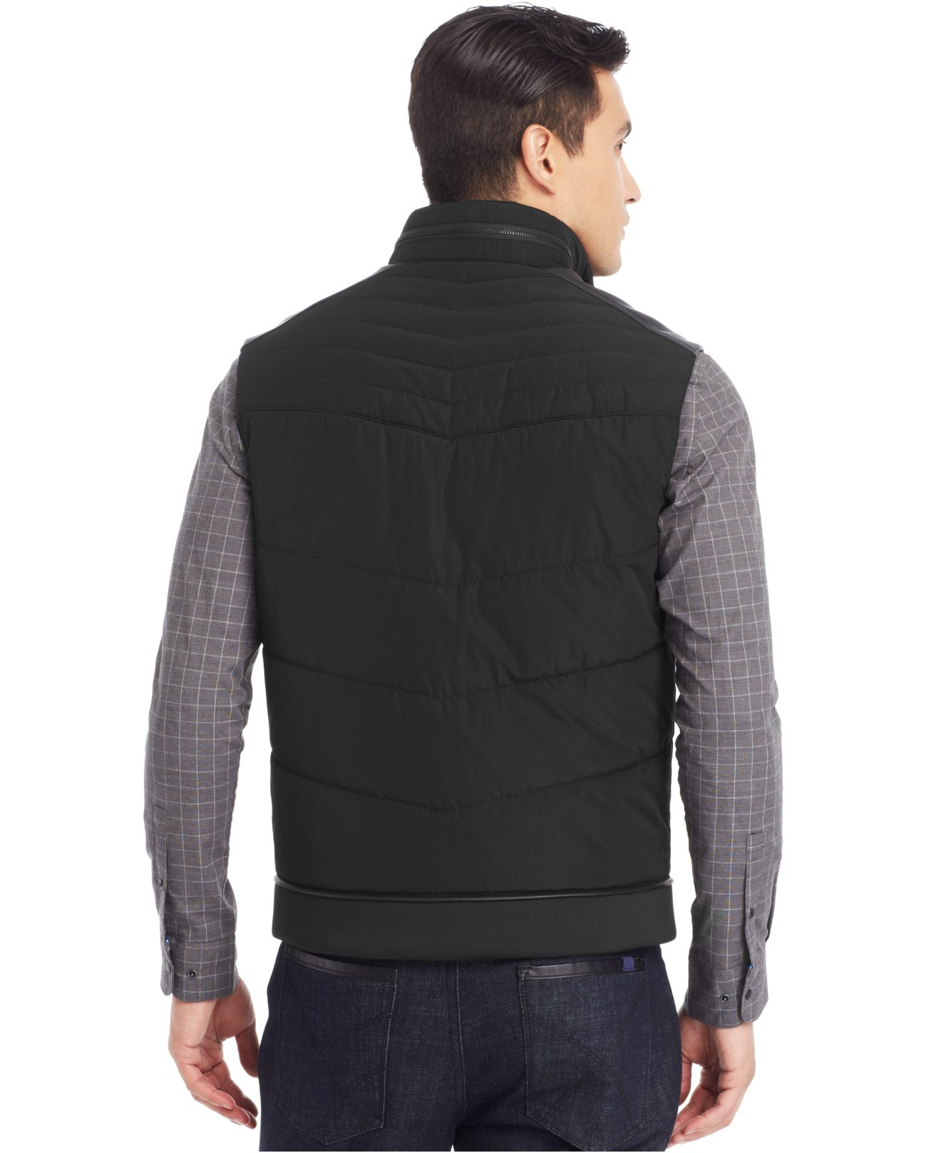 Lyst - Kenneth Cole Reaction Cire Faux-leather Puffer Vest in Black for Men