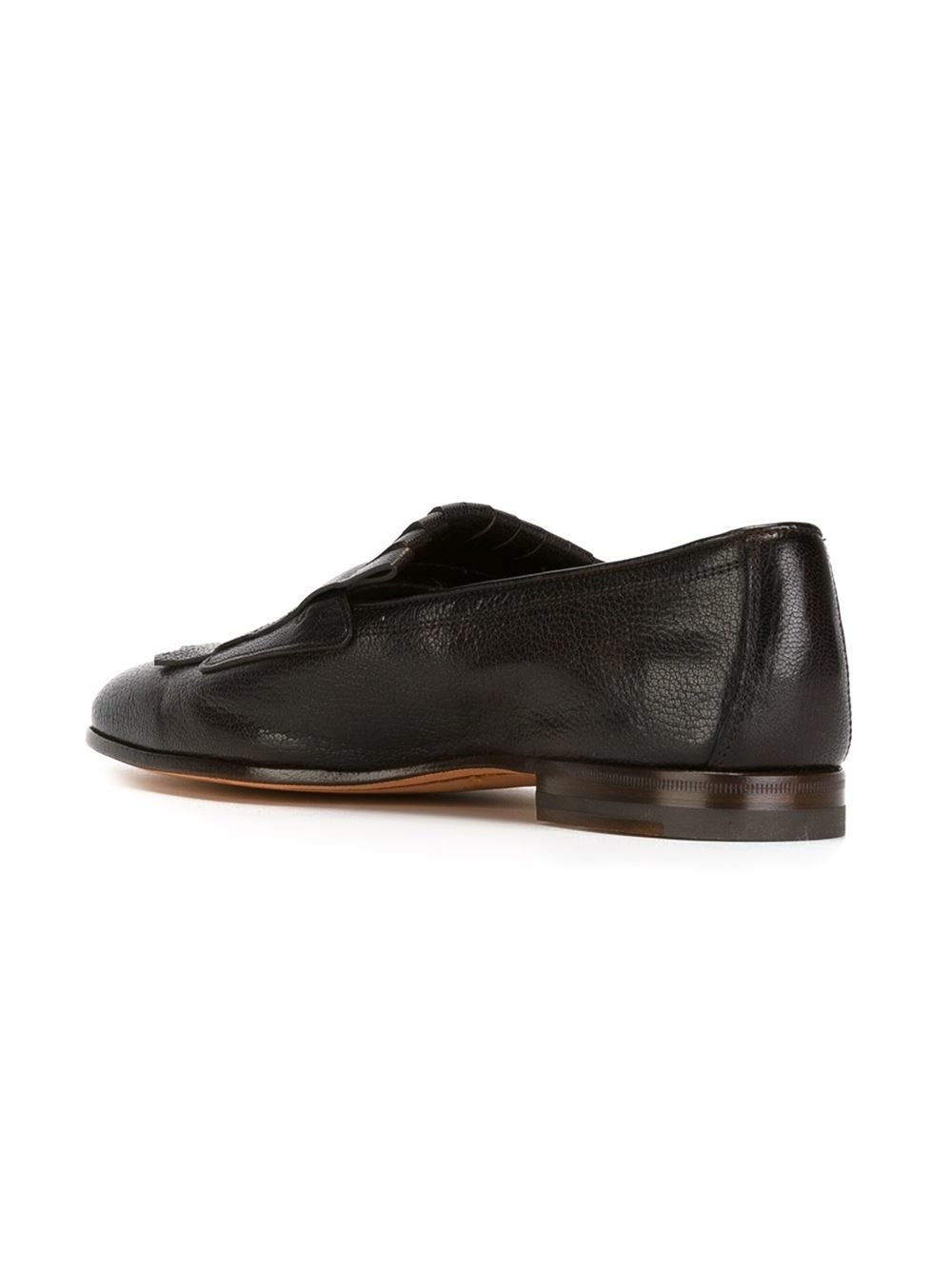 Lyst - Santoni Leather Loafers in Black for Men