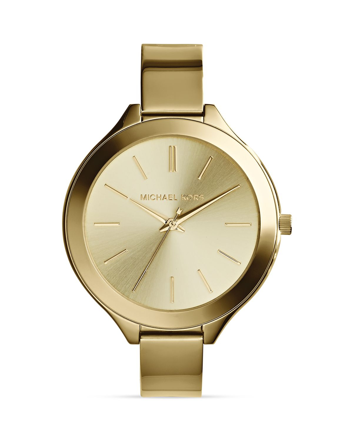 Lyst Michael Kors Gold Tone Slim Runway Three Hand Watch 43mm In Metallic 6641