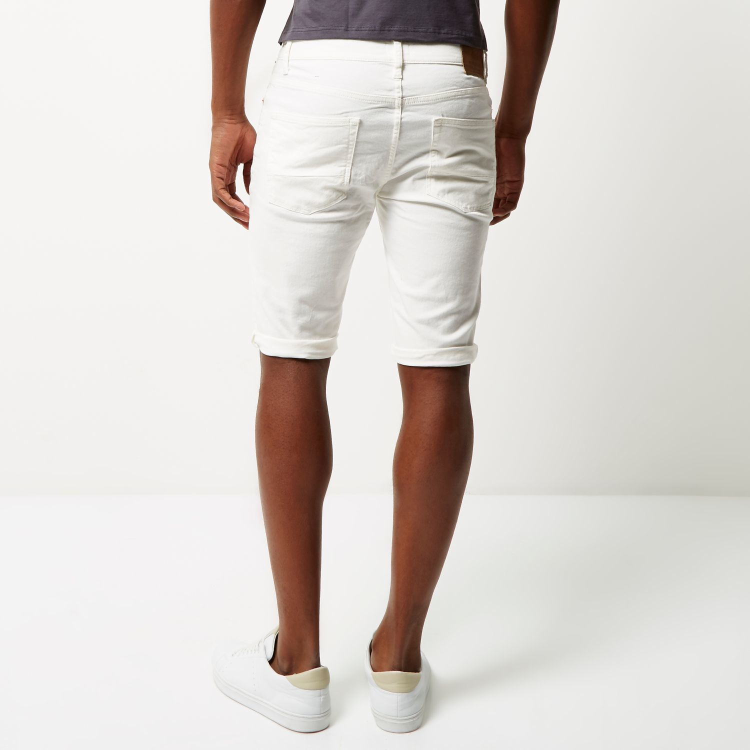 Lyst - River Island White Skinny Fit Denim Shorts in White for Men