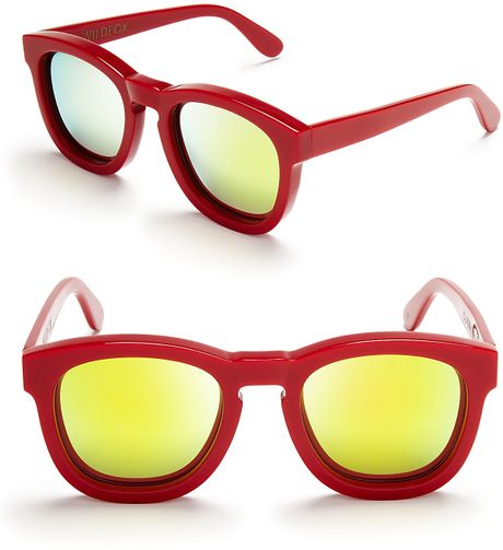Wildfox Classic Fox Deluxe Mirror Sunglasses in Red (Red/Iridium Mirror ...