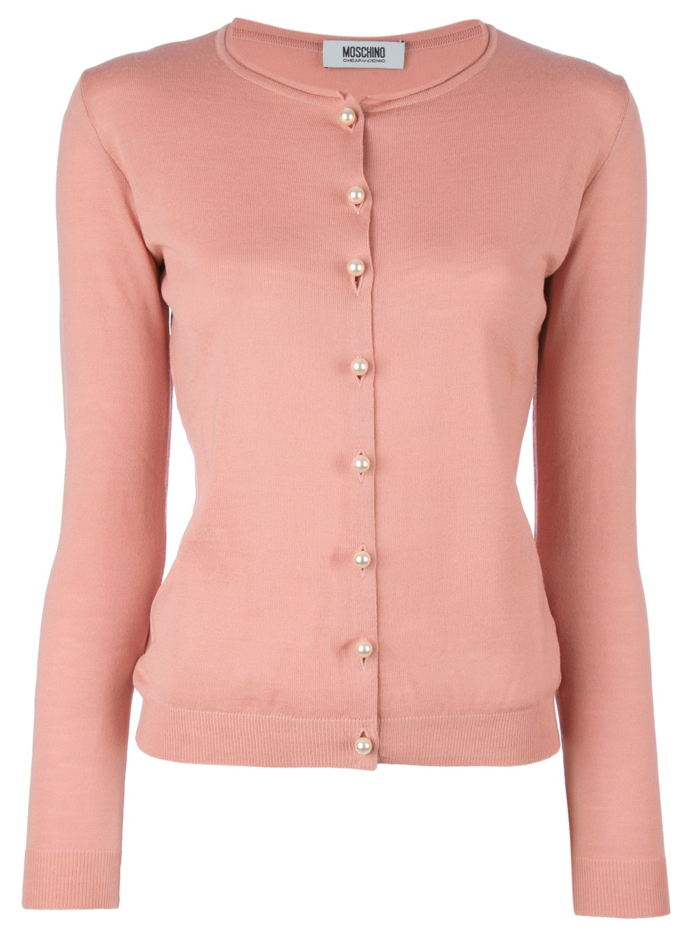 Lyst - Boutique Moschino Pearl Button Cardigan in Pink