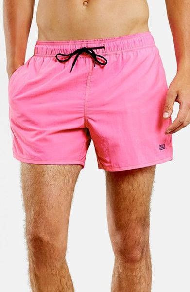 Topman Nylon Swim Trunks in Pink for Men (NEON PINK)