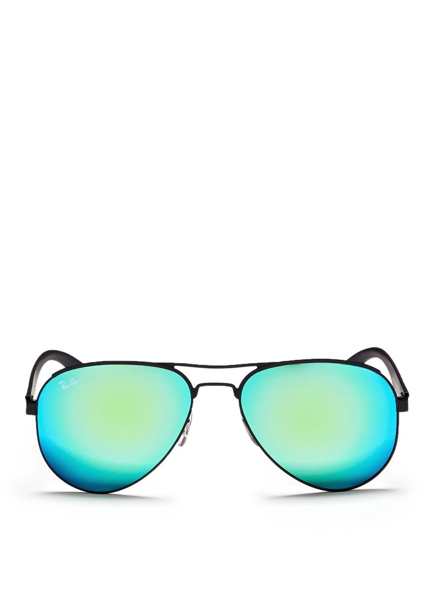 Lyst Ray Ban Rb3523 Metal Aviator Mirror Sunglasses In Green 