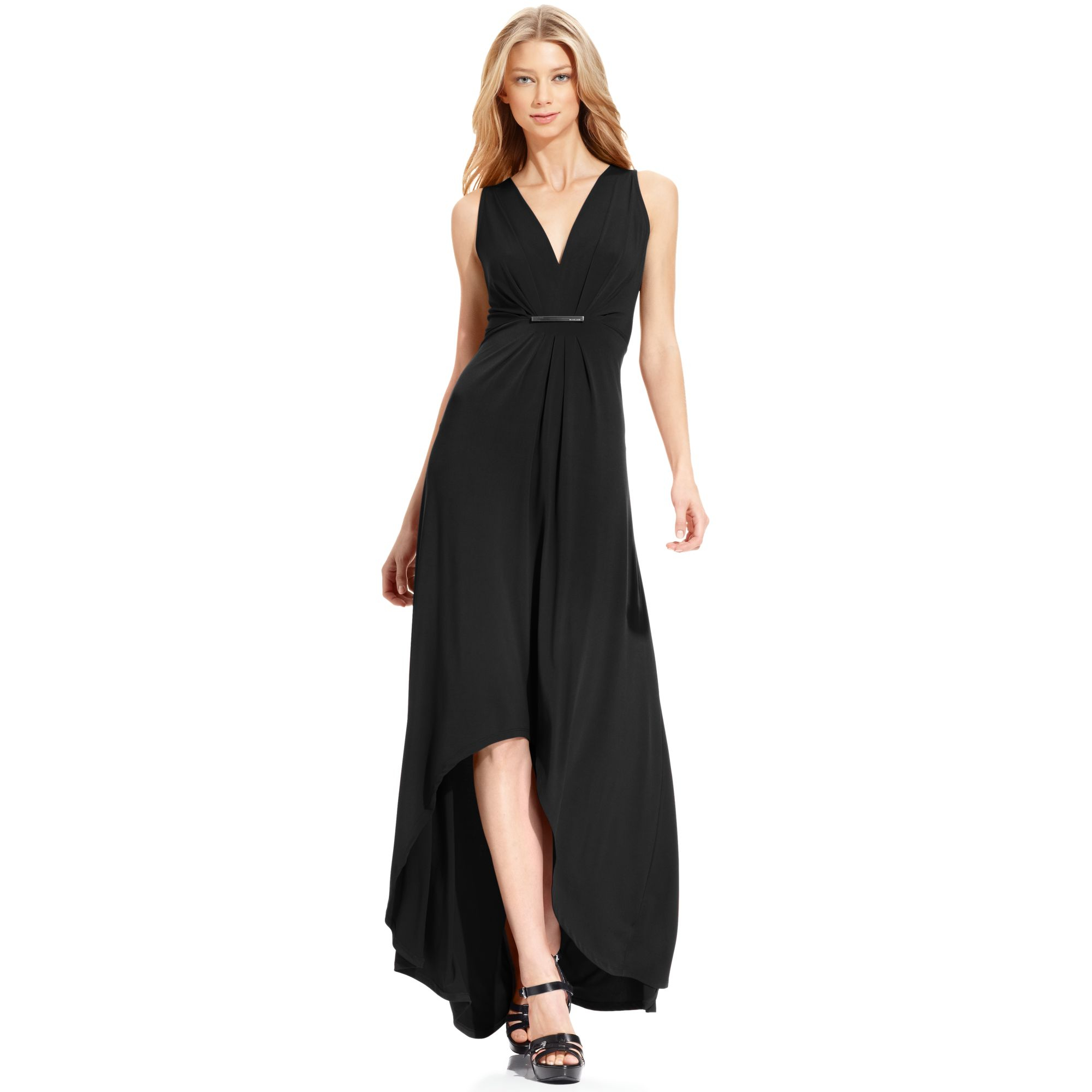 Lyst - Michael Kors Sleeveless High Low Maxi Dress in Black