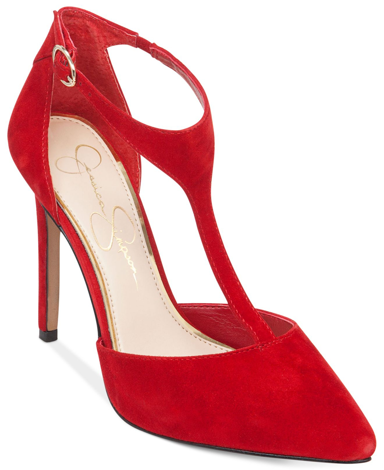Jessica simpson Pixxel T-strap Pumps in Red | Lyst