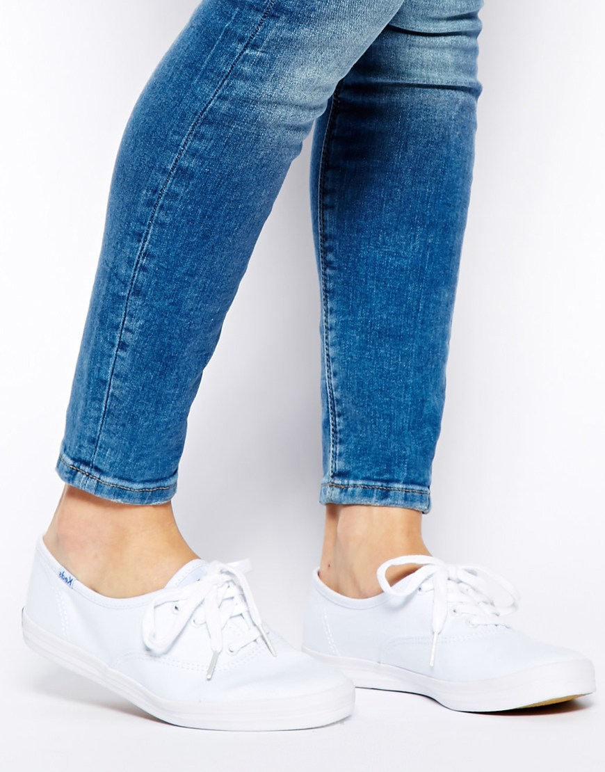 Keds Champion Canvas White Plimsoll Trainers in White | Lyst