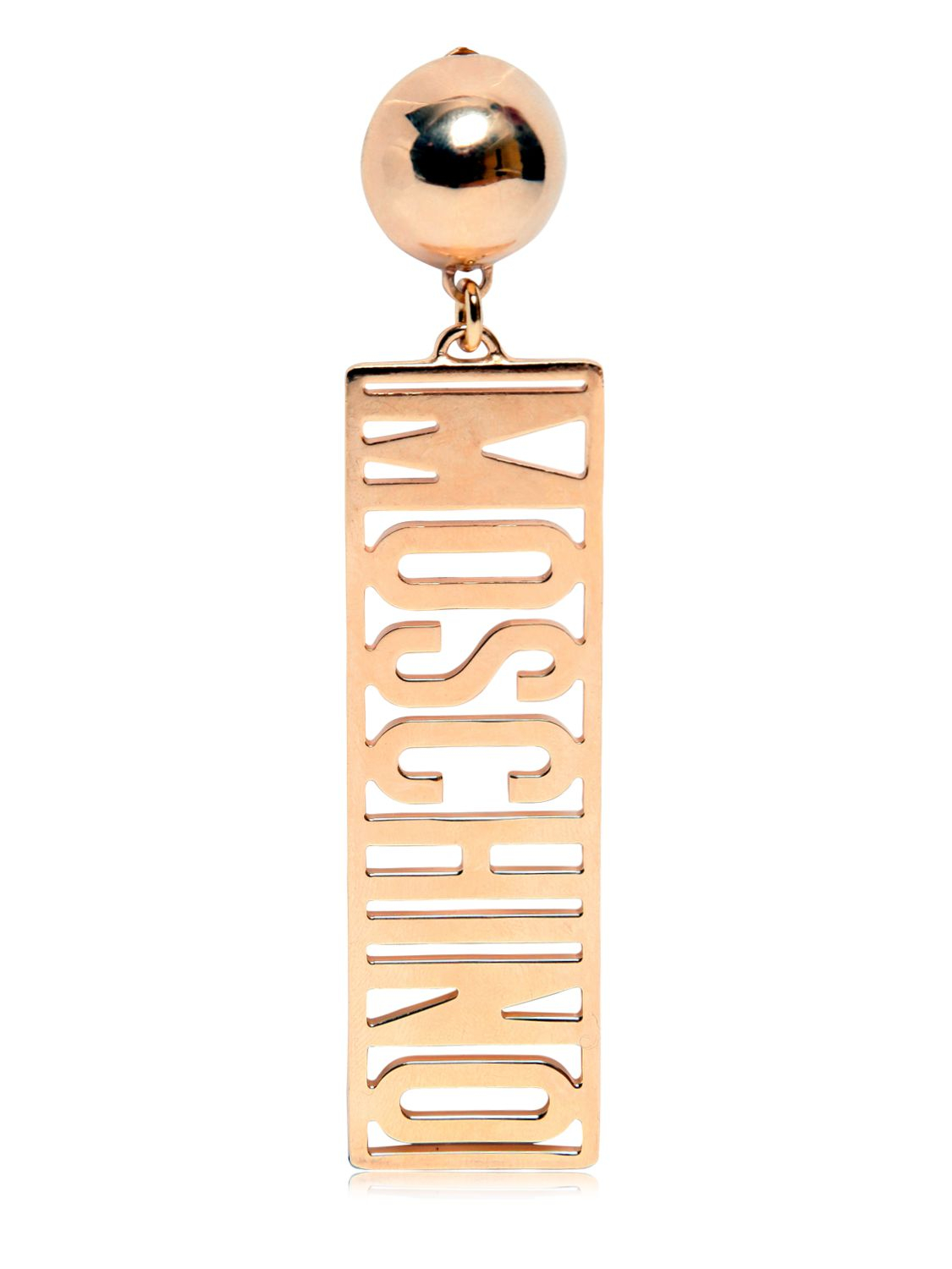 Lyst - Moschino Logo Lettering Gold Plated Earrings in Metallic