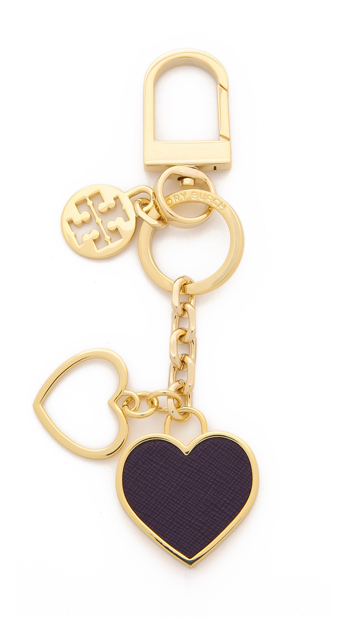 Lyst Tory Burch Logo Heart Bag Charm Black in Metallic