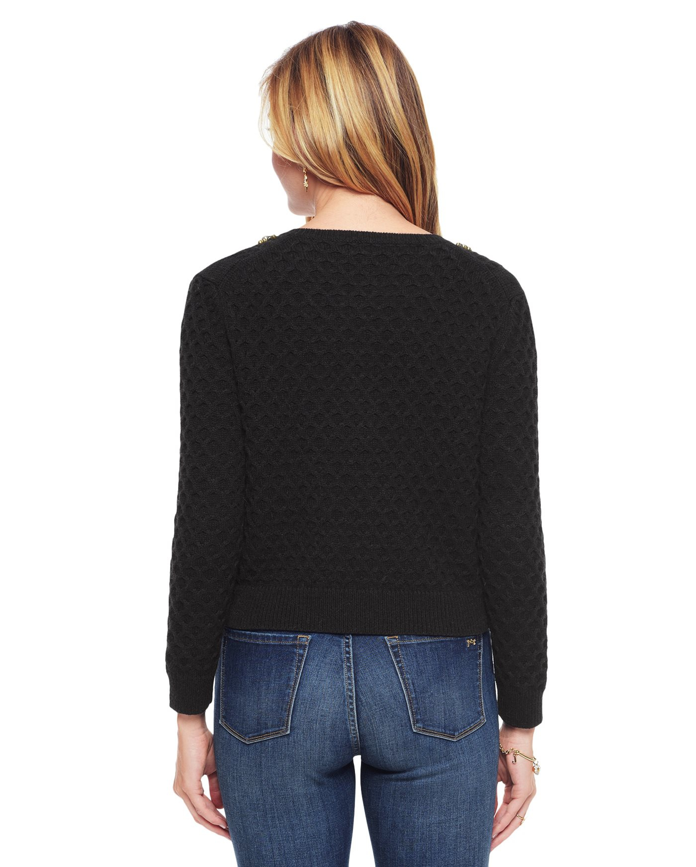 Juicy couture Embellished Cable Sweater Cardigan in Black | Lyst