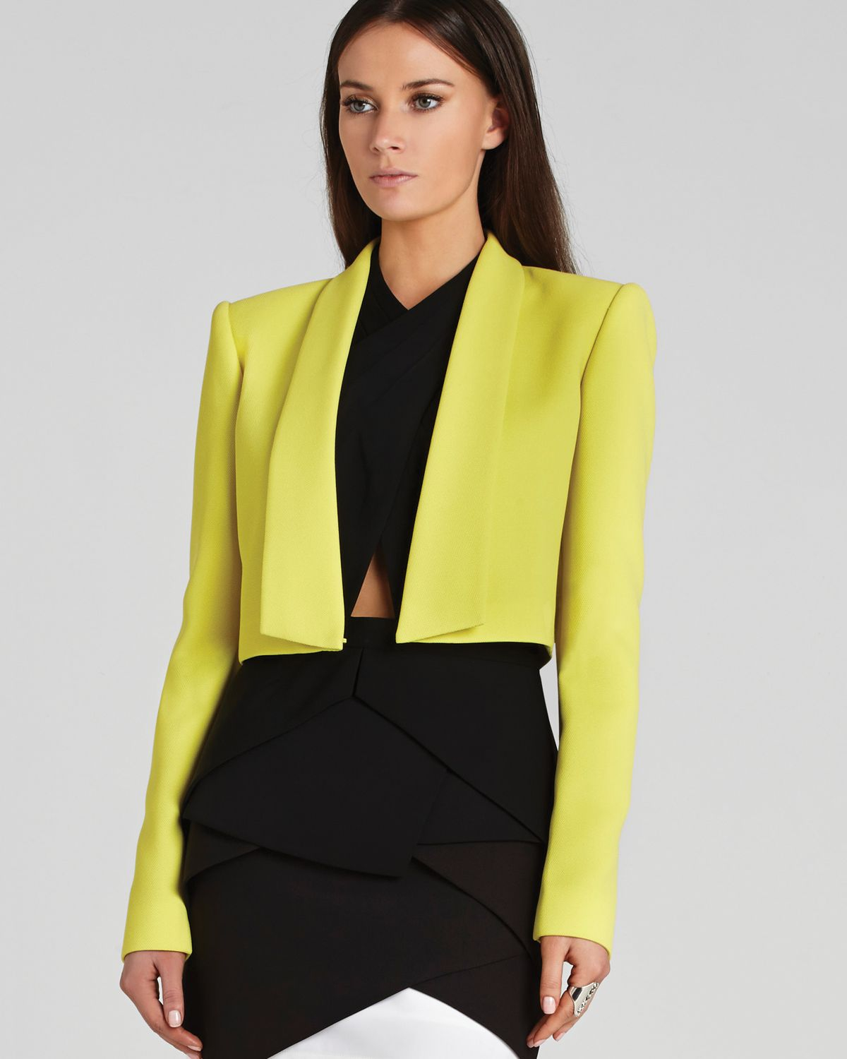 Bcbgmaxazria Bcbg Max Azria Blazer  Emerson Crop  in Yellow 